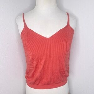 Anthropologie Eastern Shore Coral Ribbed Tank Casual Boho Layering Top size xs